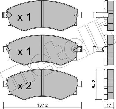 Metelli 22-0188-0 - Тормозные колодки, дисковые, комплект www.autospares.lv