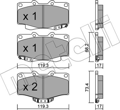 Metelli 22-0129-2 - Bremžu uzliku kompl., Disku bremzes autospares.lv