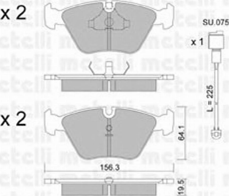 Metelli 22-0122-0K - Тормозные колодки, дисковые, комплект www.autospares.lv