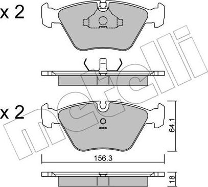 Metelli 22-0122-2 - Тормозные колодки, дисковые, комплект www.autospares.lv