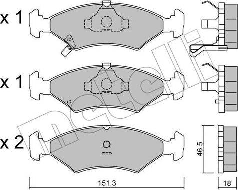 Metelli 22-0127-0 - Тормозные колодки, дисковые, комплект www.autospares.lv