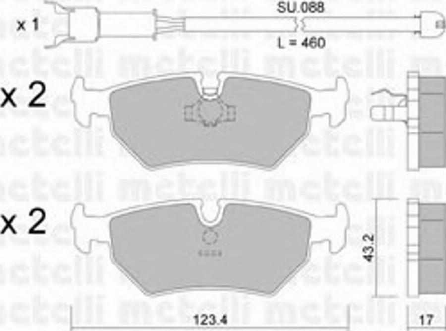 Metelli 2201780K - Тормозные колодки, дисковые, комплект www.autospares.lv