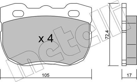 Metelli 22-0177-1 - Bremžu uzliku kompl., Disku bremzes autospares.lv