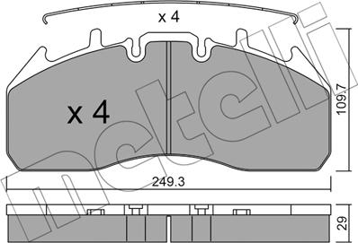 Metelli 22-0809-0 - Bremžu uzliku kompl., Disku bremzes www.autospares.lv