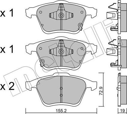 Metelli 22-0805-0 - Bremžu uzliku kompl., Disku bremzes www.autospares.lv