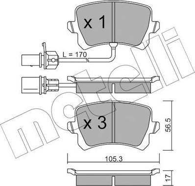 Metelli 22-0806-1 - Bremžu uzliku kompl., Disku bremzes autospares.lv