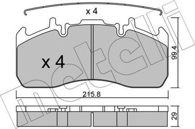 Metelli 22-0808-0 - Bremžu uzliku kompl., Disku bremzes www.autospares.lv