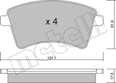 Metelli 22-0812-2 - Bremžu uzliku kompl., Disku bremzes www.autospares.lv