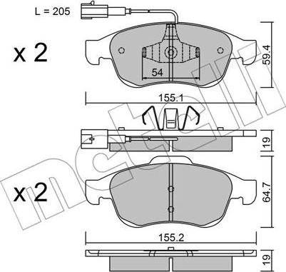 Metelli 22-0817-1 - Bremžu uzliku kompl., Disku bremzes autospares.lv