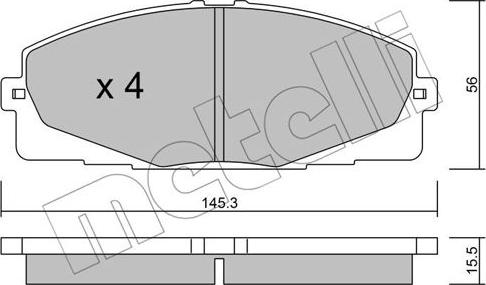 Metelli 22-0883-0 - Bremžu uzliku kompl., Disku bremzes www.autospares.lv