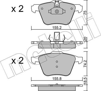 Metelli 22-0835-1 - Bremžu uzliku kompl., Disku bremzes autospares.lv