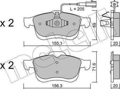 Metelli 22-0824-1 - Bremžu uzliku kompl., Disku bremzes autospares.lv