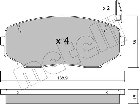 Metelli 22-0872-1 - Тормозные колодки, дисковые, комплект www.autospares.lv