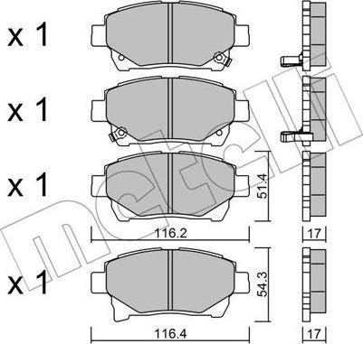 Metelli 22-0877-0 - Bremžu uzliku kompl., Disku bremzes autospares.lv