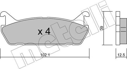 Metelli 22-0390-0 - Тормозные колодки, дисковые, комплект www.autospares.lv