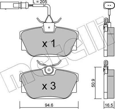 Metelli 22-0346-1 - Brake Pad Set, disc brake www.autospares.lv