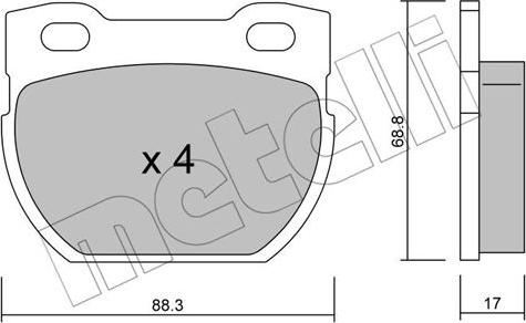 Metelli 22-0354-1 - Bremžu uzliku kompl., Disku bremzes www.autospares.lv