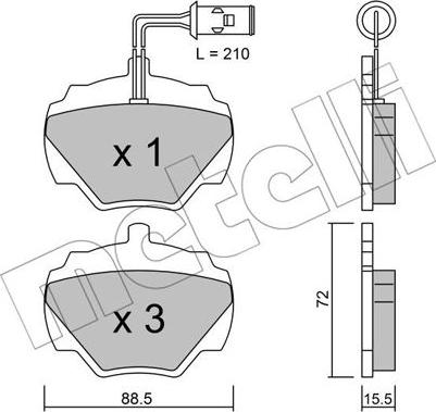 Metelli 22-0353-1 - Тормозные колодки, дисковые, комплект www.autospares.lv