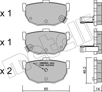 Metelli 22-0362-1 - Тормозные колодки, дисковые, комплект www.autospares.lv