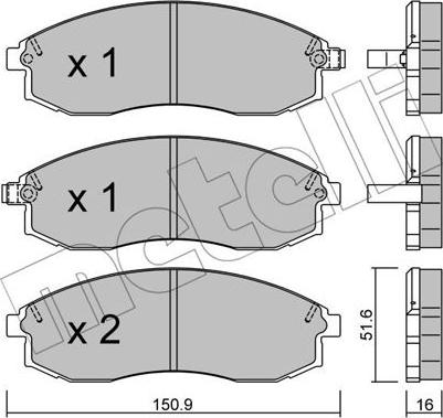 Metelli 22-0306-1 - Bremžu uzliku kompl., Disku bremzes autospares.lv