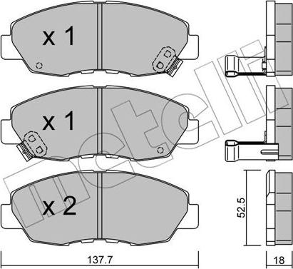 Metelli 22-0384-0 - Тормозные колодки, дисковые, комплект www.autospares.lv