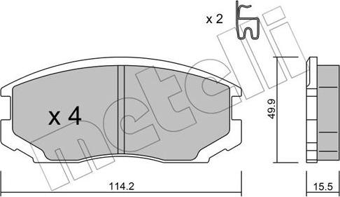 Metelli 22-0382-0 - Тормозные колодки, дисковые, комплект www.autospares.lv