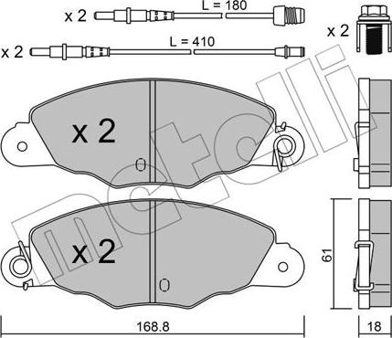 Metelli 22-0334-0 - Bremžu uzliku kompl., Disku bremzes autospares.lv