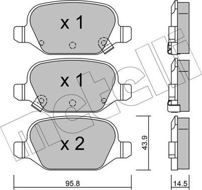 Metelli 22-0324-5 - Bremžu uzliku kompl., Disku bremzes www.autospares.lv