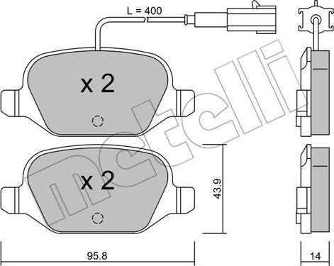 Metelli 22-0324-3 - Bremžu uzliku kompl., Disku bremzes www.autospares.lv