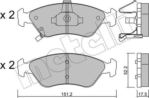 Metelli 22-0371-0 - Тормозные колодки, дисковые, комплект www.autospares.lv