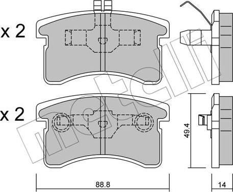 Metelli 22-0378-0 - Bremžu uzliku kompl., Disku bremzes www.autospares.lv