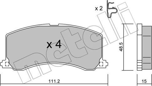 Metelli 22-0248-0 - Тормозные колодки, дисковые, комплект www.autospares.lv