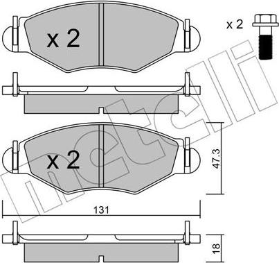 Metelli 22-0254-1 - Тормозные колодки, дисковые, комплект www.autospares.lv