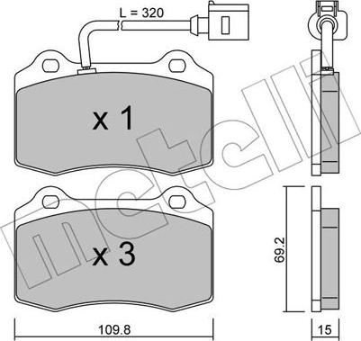 Metelli 22-0251-4 - Bremžu uzliku kompl., Disku bremzes www.autospares.lv