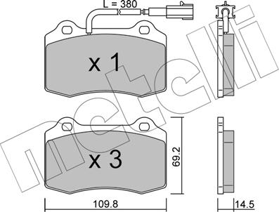 Metelli 22-0251-8 - Bremžu uzliku kompl., Disku bremzes www.autospares.lv