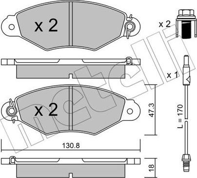 Metelli 22-0253-1 - Bremžu uzliku kompl., Disku bremzes autospares.lv