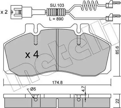 Metelli 22-0266-0K - Bremžu uzliku kompl., Disku bremzes autospares.lv