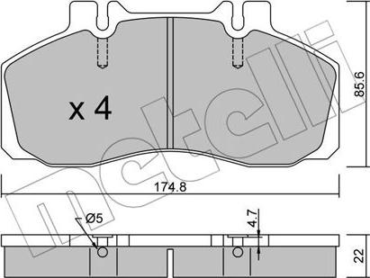 Metelli 22-0266-0 - Bremžu uzliku kompl., Disku bremzes www.autospares.lv