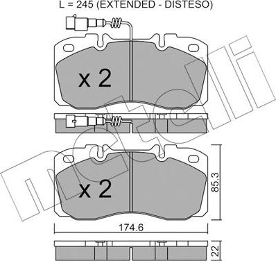 Metelli 22-0268-5 - Bremžu uzliku kompl., Disku bremzes autospares.lv