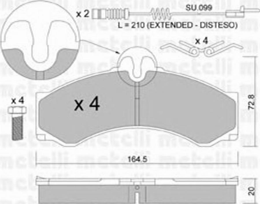 Metelli 22-0262-0K - Bremžu uzliku kompl., Disku bremzes www.autospares.lv