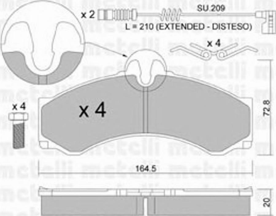 Metelli 22-0262-1K - Bremžu uzliku kompl., Disku bremzes www.autospares.lv