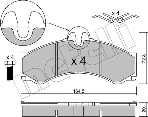 Metelli 22-0262-1 - Bremžu uzliku kompl., Disku bremzes www.autospares.lv