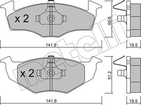 Metelli 22-0206-1 - Тормозные колодки, дисковые, комплект www.autospares.lv