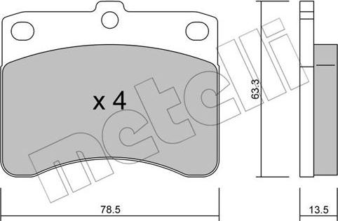 Metelli 22-0201-0 - Bremžu uzliku kompl., Disku bremzes www.autospares.lv