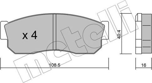 Metelli 22-0202-1 - Brake Pad Set, disc brake www.autospares.lv