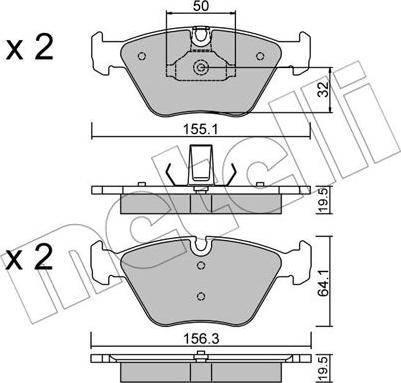 Metelli 22-0207-5 - Тормозные колодки, дисковые, комплект www.autospares.lv