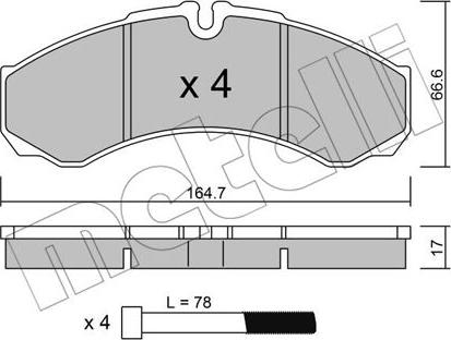 Metelli 22-0212-3 - Bremžu uzliku kompl., Disku bremzes www.autospares.lv