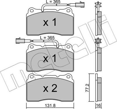 Metelli 22-0288-4 - Bremžu uzliku kompl., Disku bremzes autospares.lv