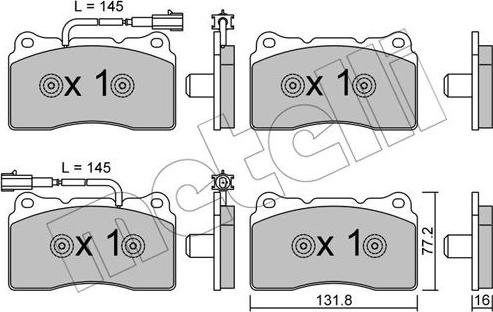 Metelli 22-0288-6 - Bremžu uzliku kompl., Disku bremzes autospares.lv