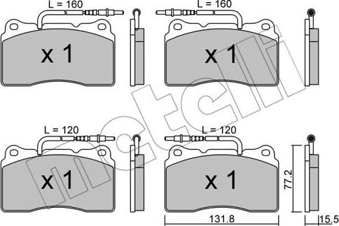 Metelli 22-0288-3 - Brake Pad Set, disc brake www.autospares.lv